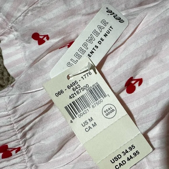 Aerie Pink Cherry Print Sleep Shorts Medium NWT - Picture 8 of 8